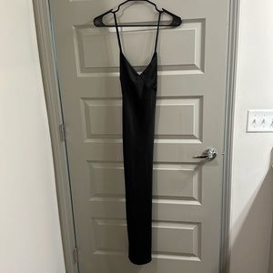 Nasty Gal black slip dress low back with cross spaghetti strap